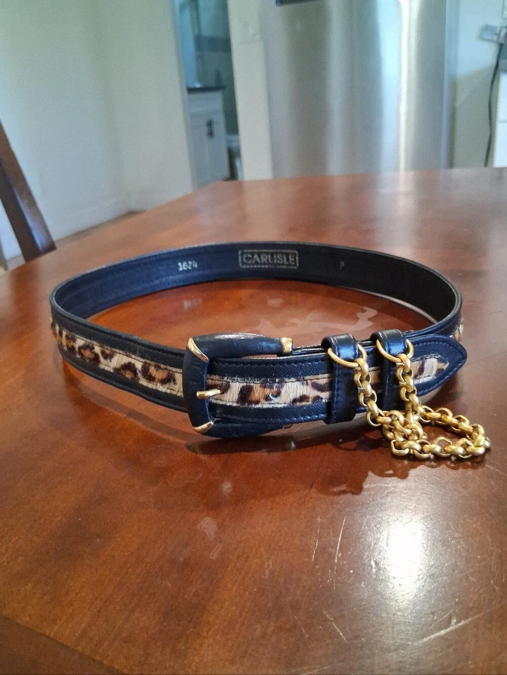 Authentic CARLISLE Leopard Leather Belt